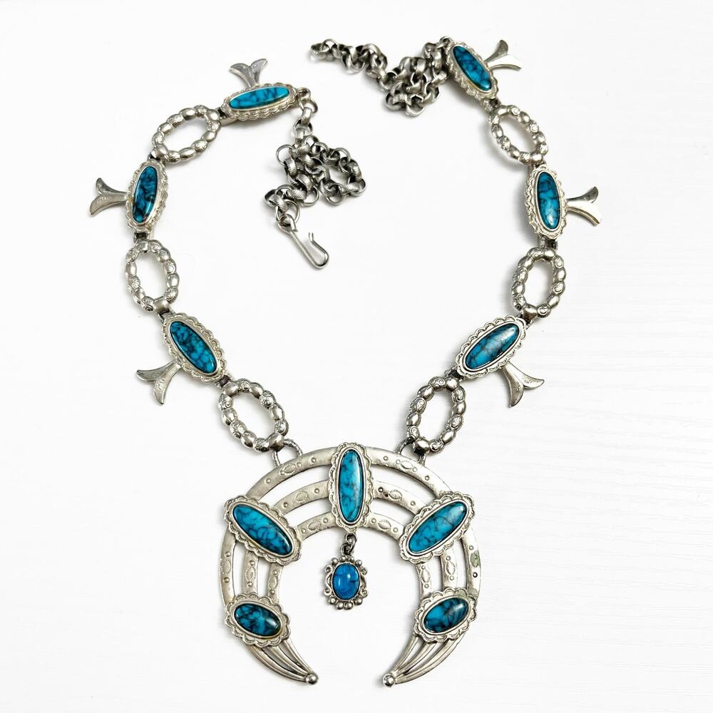 Vintage Squash Bottom Faux Turquoise Necklace